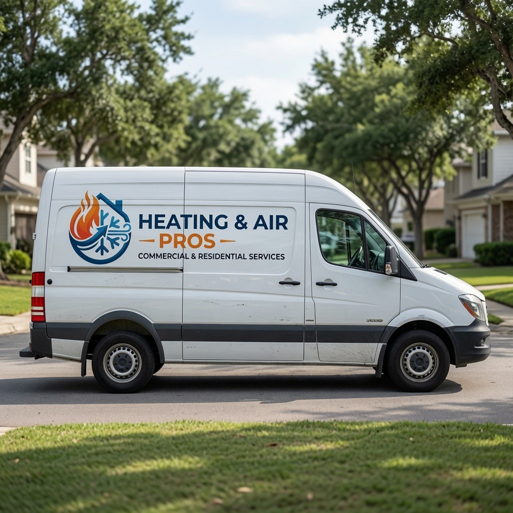 Local heating and air service van serving Pueblo